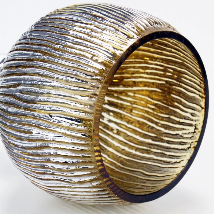 Set Of 3 Mercury Gold Etched Glass, H-12" H-14" H-16" (Wholesale 3 SETS/Case) 3 Set Of 3 Mercury Gold Etched Glass, H-12" H-14" H-16" (Wholesale 3 SETS/Case) - Image 3