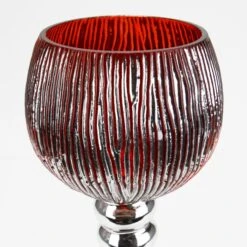 Set Of 3 Mercury Red Etched Glass, H-12" H-14" H-16" (Wholesale 3 SETS/Case) 9 Set Of 3 Mercury Red Etched Glass, H-12" H-14" H-16" (Wholesale 3 SETS/Case) -Home Decoration Discount crackle mercury red candle holder gch352s3r 1