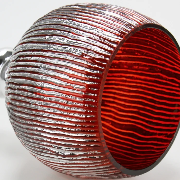 Set Of 3 Mercury Red Etched Glass, H-12" H-14" H-16" (Wholesale 3 SETS/Case) 7 Set Of 3 Mercury Red Etched Glass, H-12" H-14" H-16" (Wholesale 3 SETS/Case) - Image 7