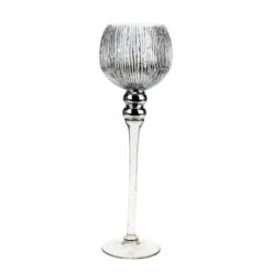 Set Of 3 Mercury Silver Etched Glass, H-12" H-14" H-16" (Wholesale 3 SETS/Case) 13 Set Of 3 Mercury Silver Etched Glass, H-12" H-14" H-16" (Wholesale 3 SETS/Case) -Home Decoration Discount crackle mercury silver candle holder gch351s3sl l 1