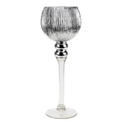 Set Of 3 Mercury Silver Etched Glass, H-12" H-14" H-16" (Wholesale 3 SETS/Case) 14 Set Of 3 Mercury Silver Etched Glass, H-12" H-14" H-16" (Wholesale 3 SETS/Case) -Home Decoration Discount crackle mercury silver candle holder gch351s3sl m 1