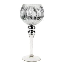 Set Of 3 Mercury Silver Etched Glass, H-12" H-14" H-16" (Wholesale 3 SETS/Case) 15 Set Of 3 Mercury Silver Etched Glass, H-12" H-14" H-16" (Wholesale 3 SETS/Case) -Home Decoration Discount crackle mercury silver candle holder gch351s3sl s 1