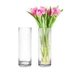 Case Of 12 - Glass Cylinder Vase, H-12" D-4"