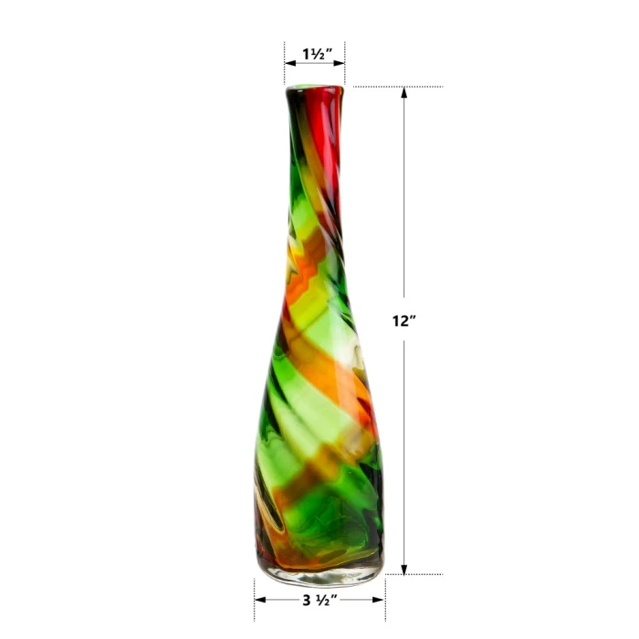 Red Green Christmas Swirl Vase H-12", Open-1.5" (Wholesale 6 Pcs Per Case) 2 Red Green Christmas Swirl Vase H-12", Open-1.5" (Wholesale 6 Pcs Per Case) - Image 2