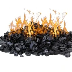 Vibrant Black Fire Pit Glass, 1/2" (Wholesale 40 LBS/Case)