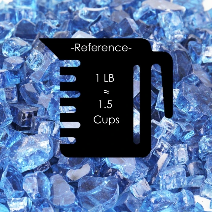 Light Blue Fire Pit Glass, 1/2" (Wholesale 40 LBS/Case) 2 Light Blue Fire Pit Glass, 1/2" (Wholesale 40 LBS/Case) - Image 2