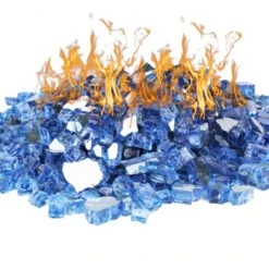 Light Blue Reflective Fire Pit Glass, 1/2" (Wholesale 40 LBS/Case)