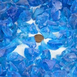 Aqua Blue Fire Pit Glass Stones, 1/2" (Wholesale 40 LBS/Case) 5 Aqua Blue Fire Pit Glass Stones, 1/2" (Wholesale 40 LBS/Case) -Home Decoration Discount fg070ab coin