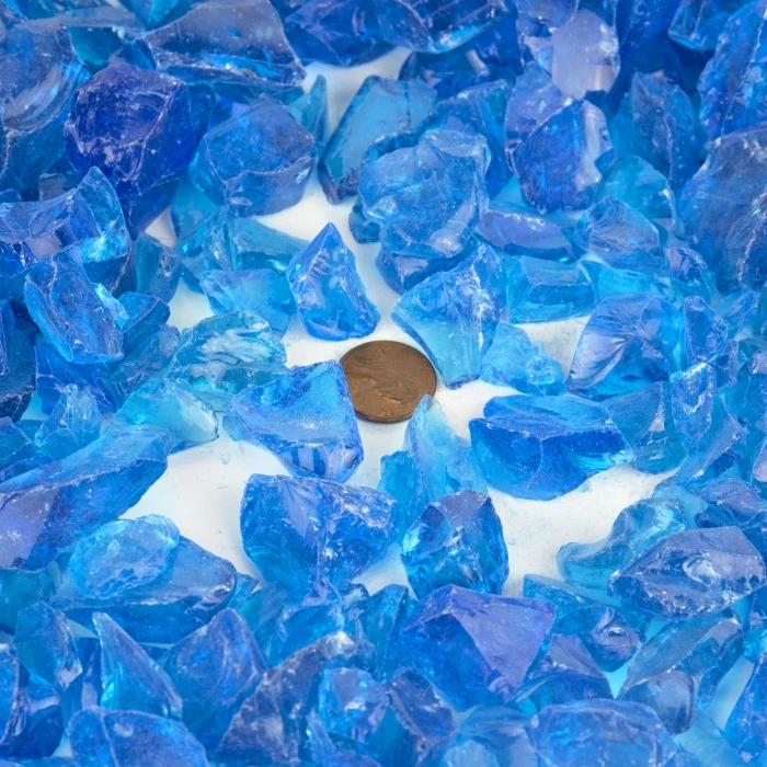 Aqua Blue Fire Pit Glass Stones, 1/2" (Wholesale 40 LBS/Case) 3 Aqua Blue Fire Pit Glass Stones, 1/2" (Wholesale 40 LBS/Case) - Image 3