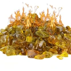 Amber Fire Pit Glass Stones, 1/2" (Wholesale 40 LBS/Case)