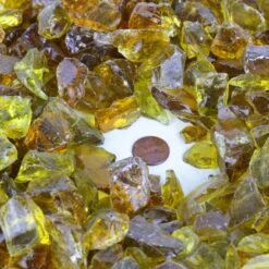 Amber Fire Pit Glass Stones, 1/2" (Wholesale 40 LBS/Case) 5 Amber Fire Pit Glass Stones, 1/2" (Wholesale 40 LBS/Case) -Home Decoration Discount fg070am coin
