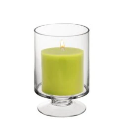 Glass Short Stem Candle Holder, H-8" D-4.75" (Wholesale 12 PCS/Case) 8 Glass Short Stem Candle Holder, H-8" D-4.75" (Wholesale 12 PCS/Case) -Home Decoration Discount footed glass pillar candle holder gfc106l 1