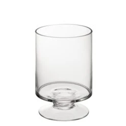 Glass Short Stem Candle Holder, H-8" D-4.75" (Wholesale 12 PCS/Case) 7 Glass Short Stem Candle Holder, H-8" D-4.75" (Wholesale 12 PCS/Case) -Home Decoration Discount footed glass pillar candle holder gfc106l 2