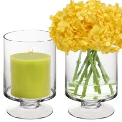 Glass Short Stem Candle Holder, H-8" D-4.75" (Wholesale 12 PCS/Case) 9 Glass Short Stem Candle Holder, H-8" D-4.75" (Wholesale 12 PCS/Case) -Home Decoration Discount footed glass pillar candle holder gfc106l 4