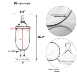 Case Of 4 - Glass Candy Buffet Apothecary Jar, H-16.5" D-4.5" -Home Decoration Discount gaj113 dim 1 82860.1663269826.1280.1280