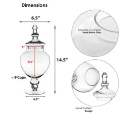 Case Of 4 - Glass Candy Buffet Apothecary Jar, H-14.5" D-3" -Home Decoration Discount gaj115 dim