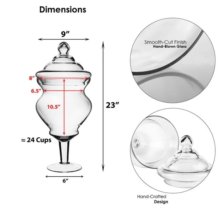 Case Of 2 - Glass Candy Buffet Apothecary Jar, H-23" D-8" 2 Case Of 2 - Glass Candy Buffet Apothecary Jar, H-23" D-8" - Image 2