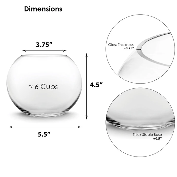 Glass Bubble Bowl, H-4.5" W-6"/H-6" W-8"/H-8" W-10" (Bulk 6 & 12 PCS/Case) 2 Glass Bubble Bowl, H-4.5" W-6"/H-6" W-8"/H-8" W-10" (Bulk 6 & 12 PCS/Case) - Image 2
