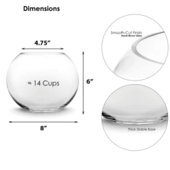 Glass Bubble Bowl, H-4.5" W-6"/H-6" W-8"/H-8" W-10" (Bulk 6 & 12 PCS/Case) 8 Glass Bubble Bowl, H-4.5" W-6"/H-6" W-8"/H-8" W-10" (Bulk 6 & 12 PCS/Case) -Home Decoration Discount gbb003 dim new 1