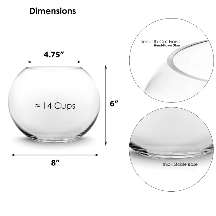 Glass Bubble Bowl, H-4.5" W-6"/H-6" W-8"/H-8" W-10" (Bulk 6 & 12 PCS/Case) 3 Glass Bubble Bowl, H-4.5" W-6"/H-6" W-8"/H-8" W-10" (Bulk 6 & 12 PCS/Case) - Image 3