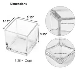 Glass Cube Vase, 3.15" X 3.15" X 3.15" (Wholesale 24 PCS/Case) 7 Glass Cube Vase, 3.15" X 3.15" X 3.15" (Wholesale 24 PCS/Case) -Home Decoration Discount gcb001 dim 1