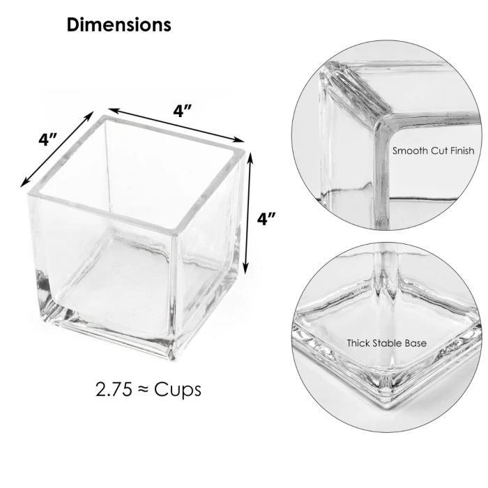 Glass Cube Vase, 4" X 4" X 4" (Wholesale 12 PCS/Case) 2 Glass Cube Vase, 4" X 4" X 4" (Wholesale 12 PCS/Case) - Image 2