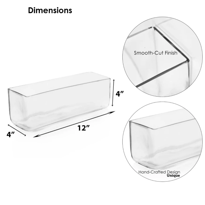 Case Of 6 - Glass Rectangle Vase, 12" X 4" X 4" 2 Case Of 6 - Glass Rectangle Vase, 12" X 4" X 4" - Image 2