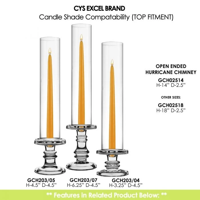Glass Hurricane Candle Holder Shade Chimney Tube. D-2", 2.5", 3", 4", 4.75", 6" (Wholesale 24 PCS/Case) 3 Glass Hurricane Candle Holder Shade Chimney Tube. D-2", 2.5", 3", 4", 4.75", 6" (Wholesale 24 PCS/Case) - Image 3