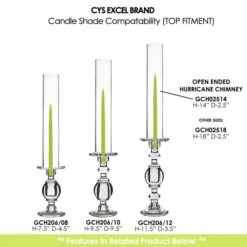 Glass Hurricane Candle Holder Shade Chimney Tube. D-2", 2.5", 3", 4", 4.75", 6" (Wholesale 24 PCS/Case) 11 Glass Hurricane Candle Holder Shade Chimney Tube. D-2", 2.5", 3", 4", 4.75", 6" (Wholesale 24 PCS/Case) -Home Decoration Discount gch02514 gch206 combo 2