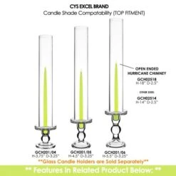 Case Of 24 - Glass Hurricane Candle Holder Shade Chimney Tube, H-18" D-2.5" -Home Decoration Discount gch02518 gch201