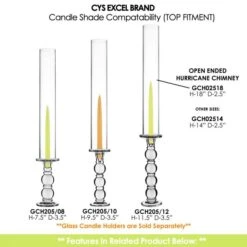 Case Of 24 - Glass Hurricane Candle Holder Shade Chimney Tube, H-18" D-2.5" -Home Decoration Discount gch02518 gch205