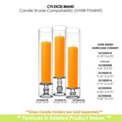 Case Of 6 - Glass Hurricane Candle Holder Shade Chimney Tube, H-18" D-4.75" -Home Decoration Discount gch05018 203