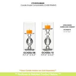 Case Of 4 - Glass Hurricane Candle Holder Shade Chimney Tube, H-14" D-6" -Home Decoration Discount gch06014 206