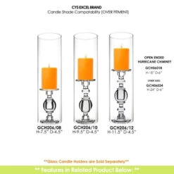Case Of 4 - Glass Hurricane Candle Holder Shade Chimney Tube, H-18" D-6" -Home Decoration Discount gch06018 206 90636.1663215550.1280.1280