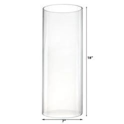 Case Of 4 - Glass Hurricane Candle Holder Shade Chimney Tube, H-18" D-7" -Home Decoration Discount gch07018 dim 1000