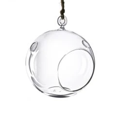 Case Of 24 - Glass Hanging Orb Plant Terrarium Tealight Candle Holder, H-5.5" D-5"
