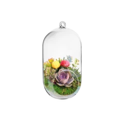 Glass Hanging Capsule Plant Terrarium Tealight Candle Holder, H-9.5" W-4.25" (Wholesale 18 PCS/Case) -Home Decoration Discount gch116 09 decor.fw
