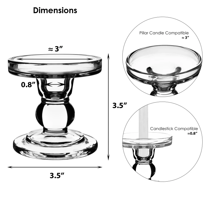 Glass Candle Holder Set Of 3 (D-3" H-3.5" | 4.5" | 5.5") 9 Glass Candle Holder Set Of 3 (D-3" H-3.5" | 4.5" | 5.5") - Image 9