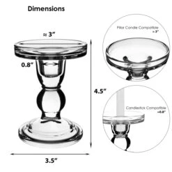 Glass Candle Holder Set Of 3 (D-3" H-3.5" | 4.5" | 5.5") 22 Glass Candle Holder Set Of 3 (D-3" H-3.5" | 4.5" | 5.5") -Home Decoration Discount gch201 05 dim