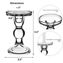24 Sets Of 3 (72 Holders) - Glass Candle Holder Set Of 3 (D-3" H-3.5" | 4.5" | 5.5") -Home Decoration Discount gch201 06 dim 2