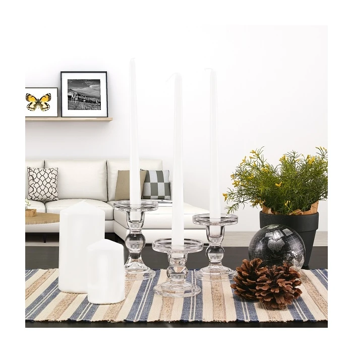 Glass Candle Holder Set Of 3 (D-3" H-3.5" | 4.5" | 5.5") 11 Glass Candle Holder Set Of 3 (D-3" H-3.5" | 4.5" | 5.5") - Image 11