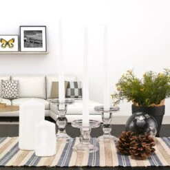 Glass Taper Candle Holders. H-3.75", 4.5", 5.5", D-3.25" (Wholesale Pack Of 24 Pcs) -Home Decoration Discount gch201 06 lifestyle 02 1