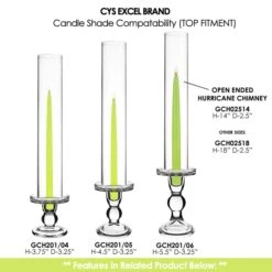 Glass Taper Candle Holders. H-3.75", 4.5", 5.5", D-3.25" (Wholesale Pack Of 24 Pcs) -Home Decoration Discount gch201 gch02514 1 1