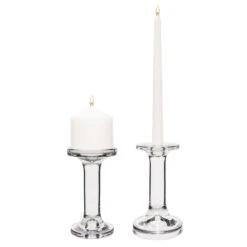 Modern Glass Dual Use Pillar Taper Candle Holder, H-6.25" W-3" (Wholesale 12 PCS/Case)