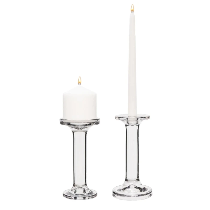Modern Glass Dual Use Pillar Taper Candle Holder, H-7.25" W-3" (Wholesale 12 PCS/Case) 1 Modern Glass Dual Use Pillar Taper Candle Holder, H-7.25" W-3" (Wholesale 12 PCS/Case)