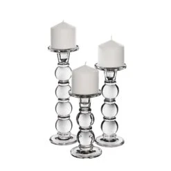 Set Of 3 Bubble Glass Dual Use Pillar Taper Candle Holders, H-7.25" H-9.25" H-11.25" (Wholesale 4 SETS/Case) -Home Decoration Discount gch205 12s3 details 10