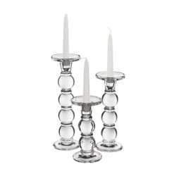 Set Of 3 Bubble Glass Dual Use Pillar Taper Candle Holders, H-7.25" H-9.25" H-11.25" (Wholesale 4 SETS/Case) -Home Decoration Discount gch205 12s3 details 12