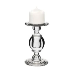Baluster Glass Dual Use Pillar Taper Candle Holder, H-7.5" W-4.5" (Wholesale 6 PCS/Case) -Home Decoration Discount gch206 08 details 07 1