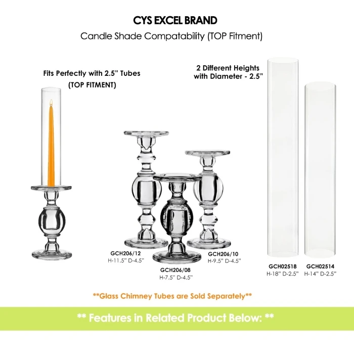 Baluster Glass Dual Use Pillar Taper Candle Holder, H-11.5" W-4.5" (Wholesale 6 PCS/Case) 4 Baluster Glass Dual Use Pillar Taper Candle Holder, H-11.5" W-4.5" (Wholesale 6 PCS/Case) - Image 4