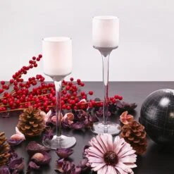 Case Of 36 - White Glass Long Stem Candle Holder, H-7.5" D-2" -Home Decoration Discount gch331wt 06